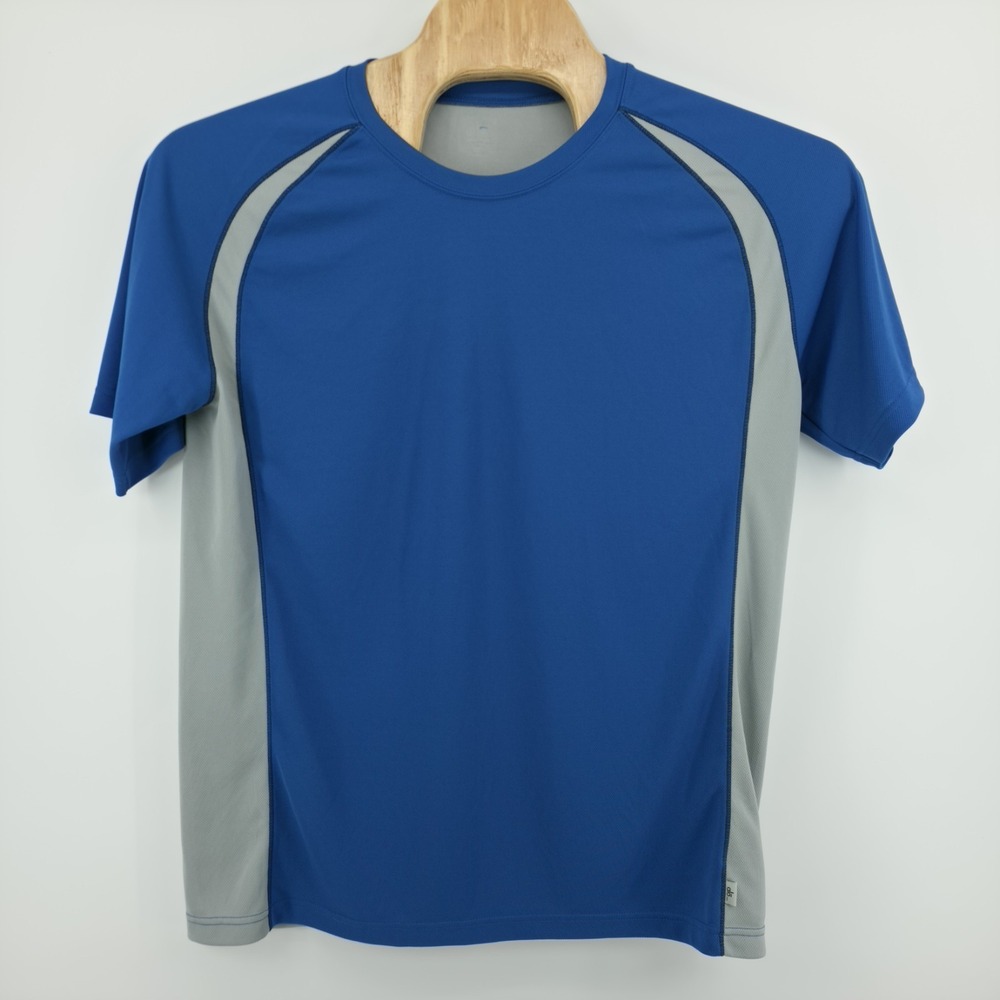 ALO Shirt Mens XXL Blue Gray Cool Fit Jersey Athletic Running Quick Dry